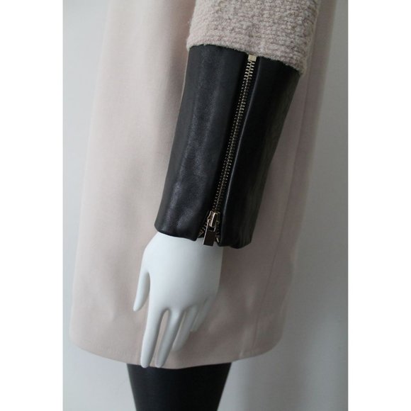 Club Monaco Faye Coat Leather Cuffs Cream Black Size Small - Picture 5 of 12
